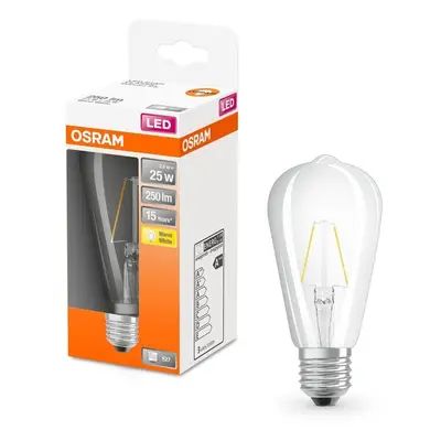 Průhledná LED žárovka E27 2,5 W EDISON, teplá bílá