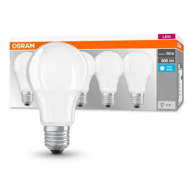 5 ks matná LED žárovka E27 8,5 W BASE CLASSIC studená bílá