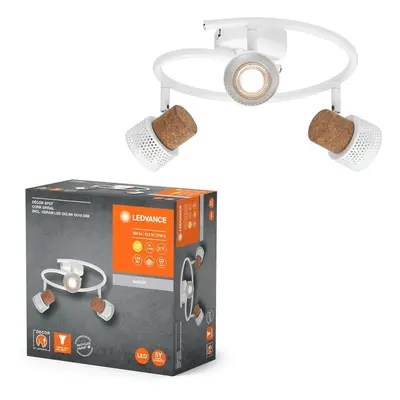 Bílé LED stropní svítidlo GU10 10,2 W 3 SPOT CORK, teplá bílá