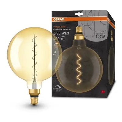 Zlatá vintage stmívatelná LED žárovka E27 4,8 W GLOBE, teplá bílá