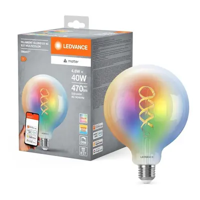 Chytrá Matter RGBTW žárovka E27 4.8 W FILAMENT GLOBE125