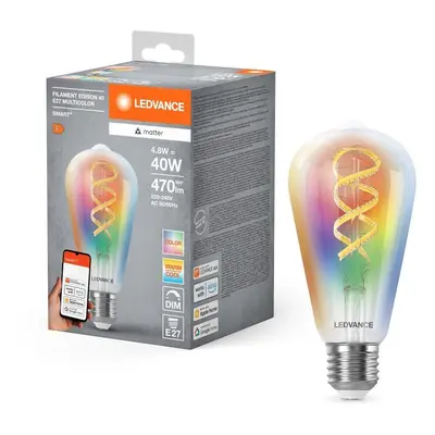 Chytrá Matter RGBTW žárovka E27 4.8 W FILAMENT EDISON