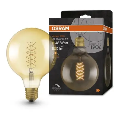 Zlatá stmívatelná LED žárovka E27 7 W GLOBE VINTAGE, teplá bílá