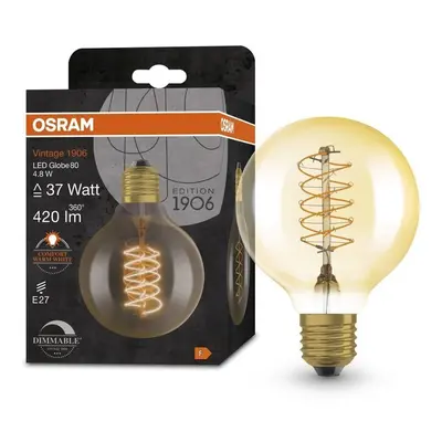 Vintage stmívatelná LED žárovka E27 4,8 W GLOBE, teplá bílá