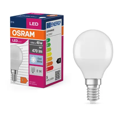 Matná LED žárovka E14 4.9 W CLASSIC P, studená bílá