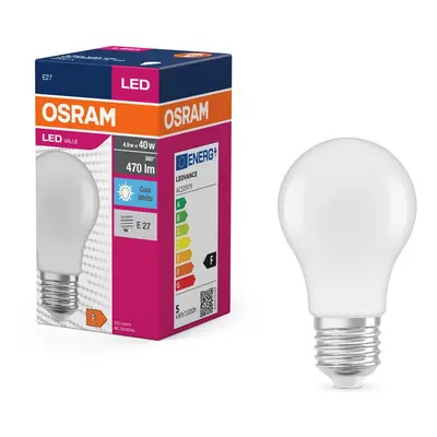 Matná LED žárovka E27 4.9 W CLASSIC A, studená bílá