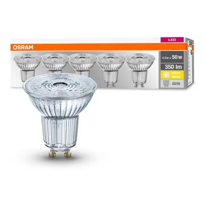 5 ks odolná LED bodovka GU10 4,3 W BASE teplá bílá