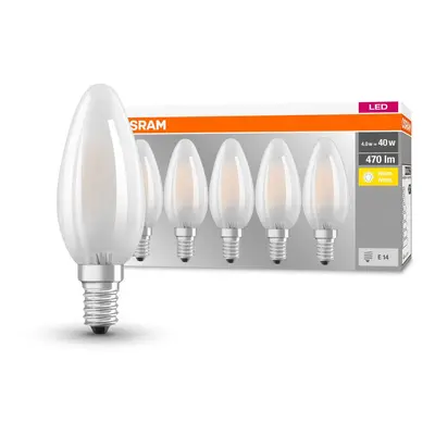 5 ks matná LED žárovka E14 4 W BASE teplá bílá