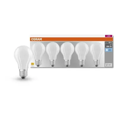 5 ks LED matná žárovka E27 6,5 W CLASSIC A, studená bílá