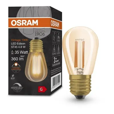 Zlatá mini LED stmívatelná žárovka E27 4,8 W VINTAGE, teplá bílá