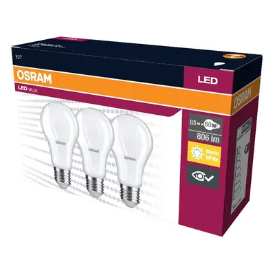 3 ks LED žárovka E27 8.5 W CLASSIC A, teplá bílá