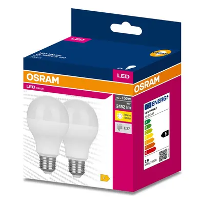 2 ks LED žárovka E27 3000 K CLASSIC A VALUE, teplá bílá