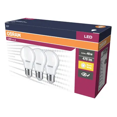 3 ks LED žárovka E27 4.9 W CLASSIC A, teplá bílá