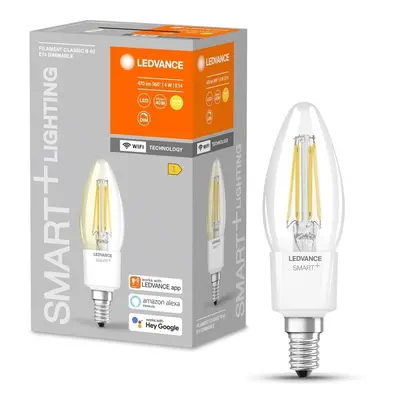 Chytrá stmívatelná WiFi LED žárovka E14 4 W FILAMENT, teplá bílá