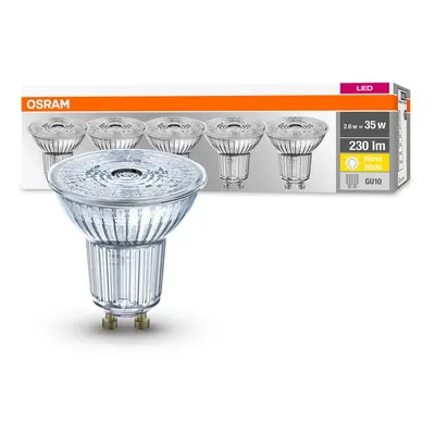 5 ks kvalitní LED bodovka GU10 2,6 W PAR16 BASE teplá bílá