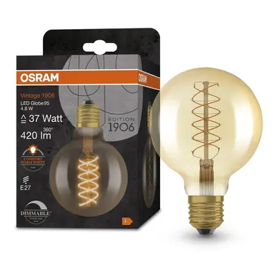 Stmívatelná LED žárovka E27 4,8 W VINTAGE GLOBE, teplá bílá