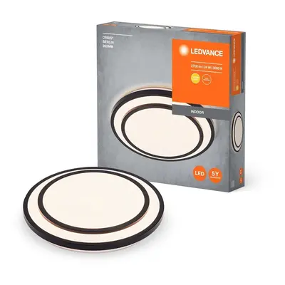 Černé LED stropní svítidlo 24 W BERLIN 390 mm, teplá bílá