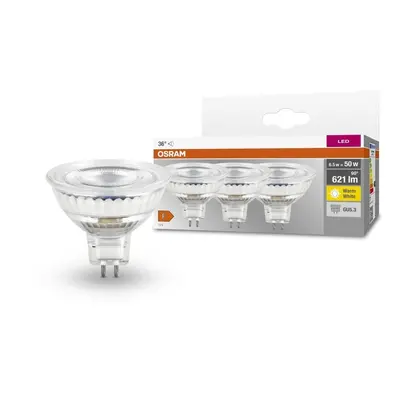 3 ks LED reflektorová bodovka GU5.3 6,5 W BASE, teplá bílá