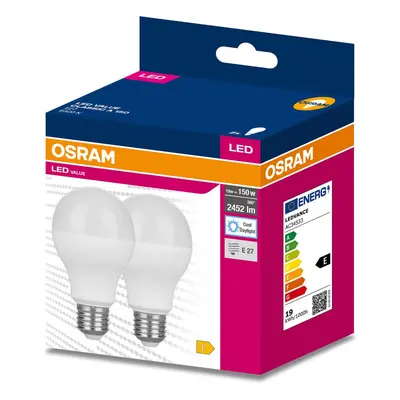 2 ks LED žárovka E27 19 W CLASSIC A, studená denní bílá