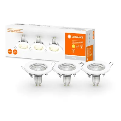 3ks elegantní bílé LED stropní bodovky GU10 2.6W, 2700K