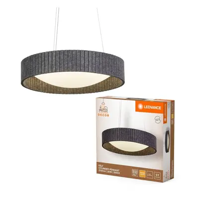 Černý lustr 28 W FELT CYLINDER PENDANT, teplá bílá