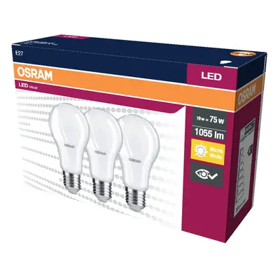 3 ks matná LED žárovka E27 10 W 1055 lm CLASSIC A, teplá bílá