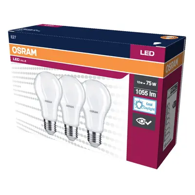 3 ks LED žárovka E27 10 W CLASSIC A, studená denní bílá