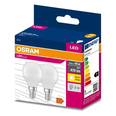 2 ks LED žárovka E14 470 lm 4.9 W CLASSIC P, teplá bílá