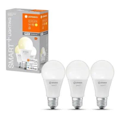 3ks chytrá stmívatelná WiFi LED žárovka E27 9W, 2.700K