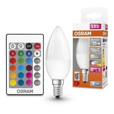 Stmívatelná LED žárovka s dálkovým ovládáním RGBW E14 4,2 W