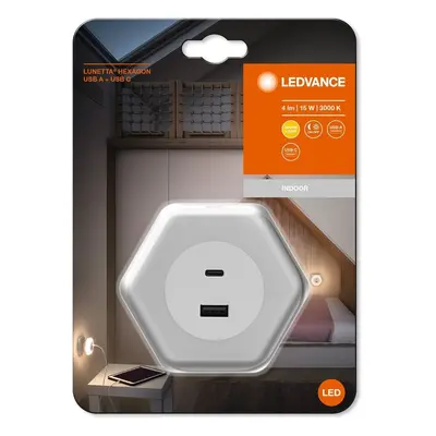 LED orientační svítidlo USB A + C 15 W LUNETTA, teplá bílá