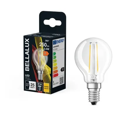 Průhledná LED žárovka E14 2.5W CLASSIC P, teplá bílá