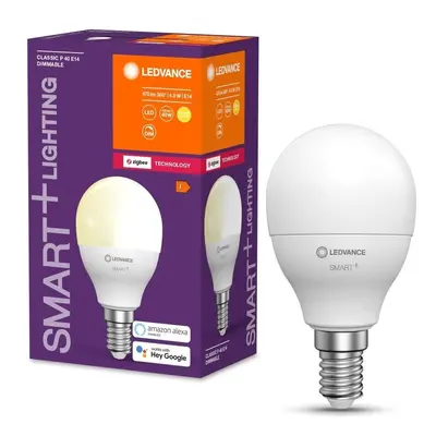 Chytrá LED zigbee stmívatelná žárovka E14 4,9 W CLASSIC P, teplá bílá