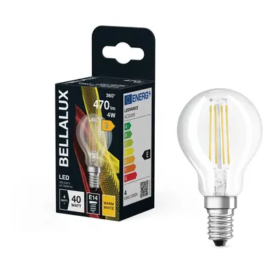 Průhledná LED žárovka E14 4W CLASSIC P, teplá bílá