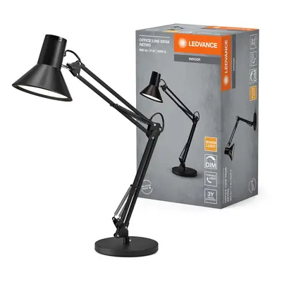 Černá stolní lampa stmívatelná 9W OFFICE DESK RETRO, teplá bílá