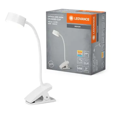 Bílá stolní lampa připínací USB 4.8W CYLINDER, laditelná bílá