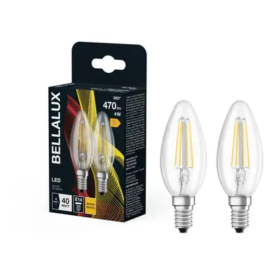 2x průhledná LED žárovka E14 4W STAR CLASSIC B, teplá bílá