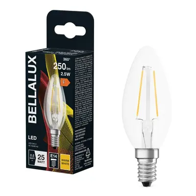 Průhledná LED žárovka E14 2.5W CLASSIC B, teplá bílá