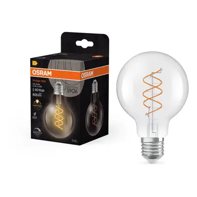 Čirá LED žárovka E27 7.2W VINTAGE GLOBE, teplá bílá