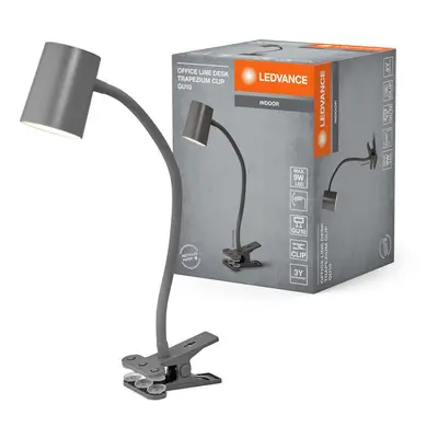 Tmavě šedá stolní lampa s klipem GU10 9W OFFICE TRAPEZIUM