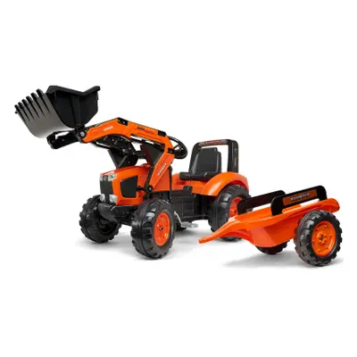 FALK Šlapací traktor 2060AM Kubota s nakladačem a přívěsem