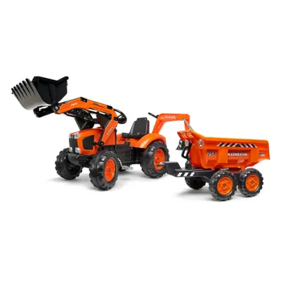 FALK Šlapací traktor 2090W Kubota s přední a zadní lžící a přívěsem