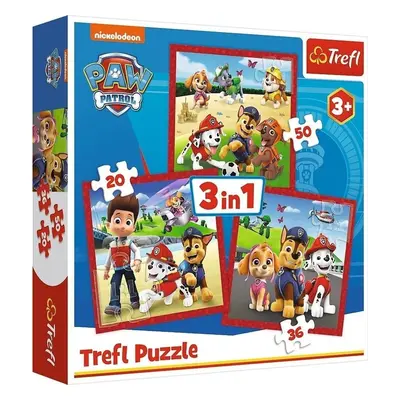 Puzzle Tlapková patrola Veselí pejsci 3v1