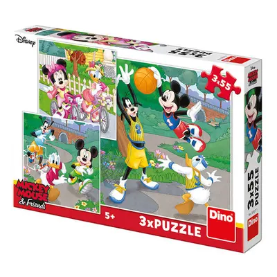 Puzzle 3x55 Mickey a Minnie sportovci