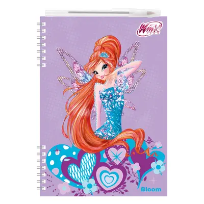 Psací sada Zápisník 3D Winx club + kuličkové pero