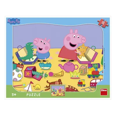 Puzzle 12 Peppa Pig si hraje deskové tvary