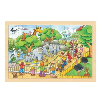 Dřevěné puzzle Návštěva ZOO 24 dílků