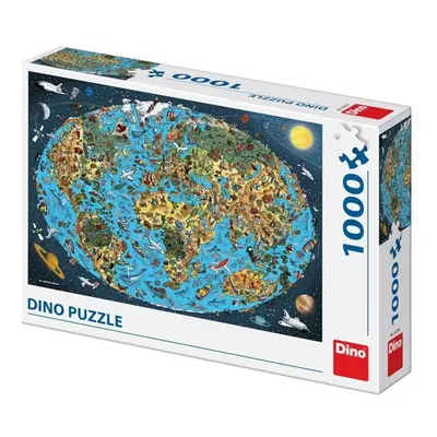 Puzzle 1000 Kreslená mapa světa