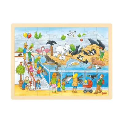 Dřevěné puzzle Návštěva Zoo 48 dílků