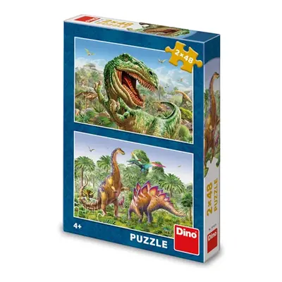 Puzzle 2x48 Souboj dinosaurů